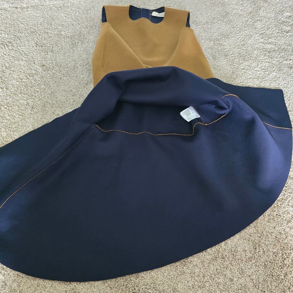 PortsPure Designer Wool Blend Colorblock Dress Asymmetrical Midi Minimalist Luxe - Picture 13 of 16
